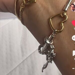 Pandora Silver Bracelet with Gold Heart Accent